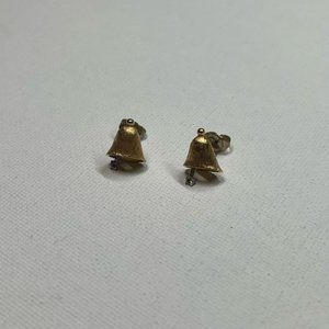 VINTAGE Avon Gold Tone Bell Stud Earrings W  Articulating Clapper
